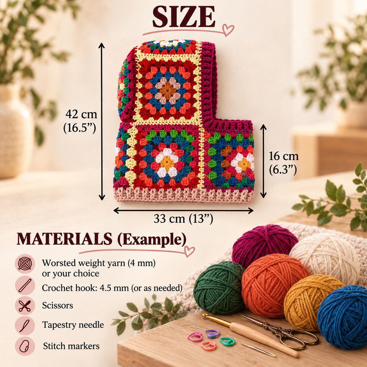 Multicolored Granny Square Balaclava Crochet Pattern PDF