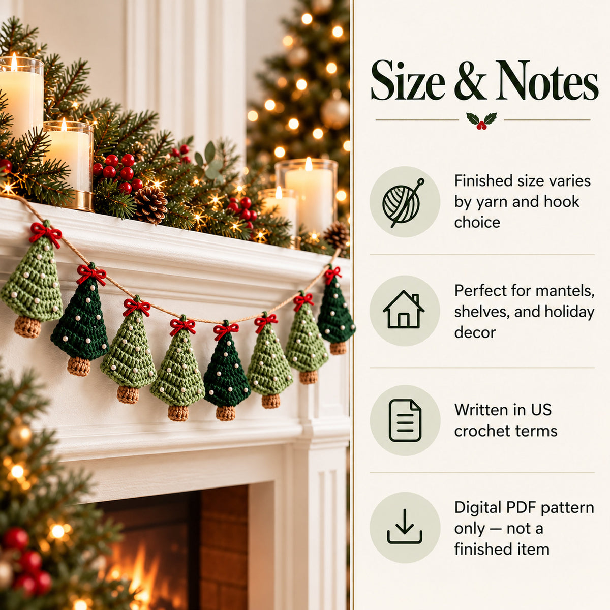 Christmas Tree Garland Crochet Pattern – Christmas Decor PDF