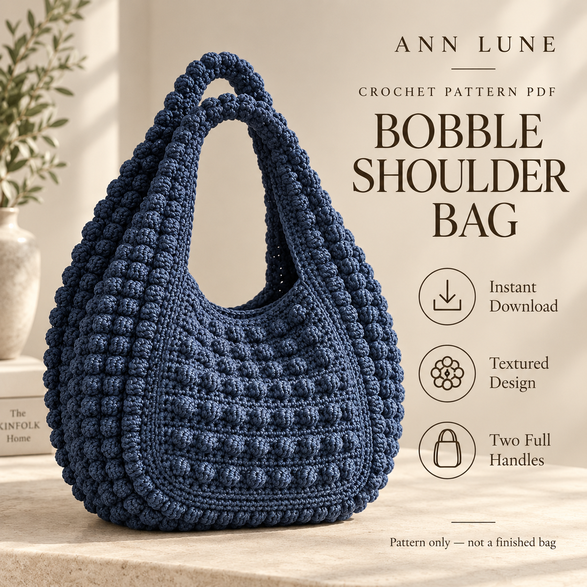 Bobble Shoulder Bag Crochet Pattern PDF | Crochet Hobo Bag