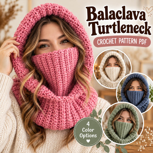 Balaclava Turtleneck Crochet Pattern PDF
