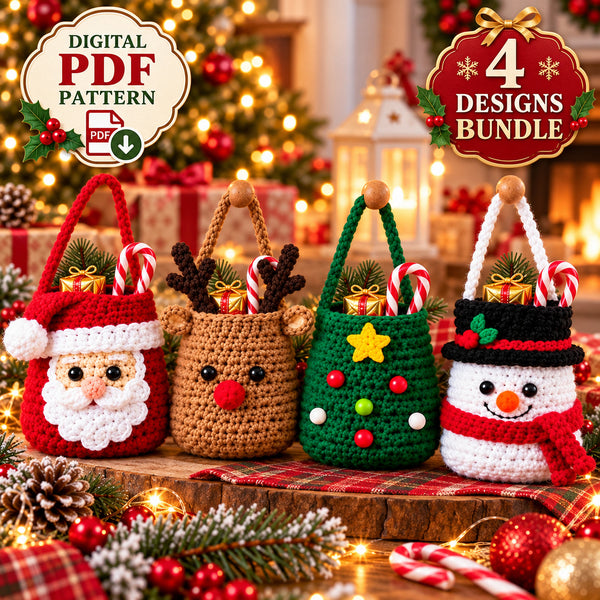 Christmas Crochet Gift Holder Pattern Bundle – 4 Designs PDF
