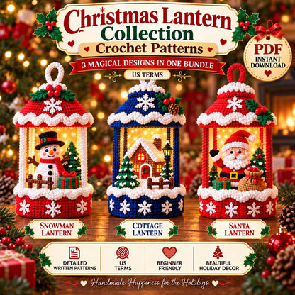 Christmas Lantern Crochet Pattern Bundle – 3 Designs PDF