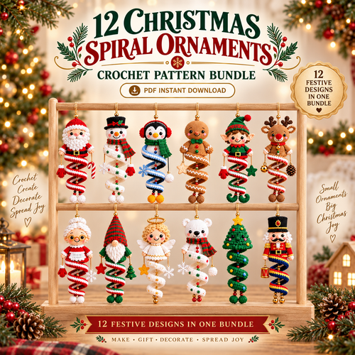 12 Christmas Spiral Ornaments Crochet Pattern Bundle PDF