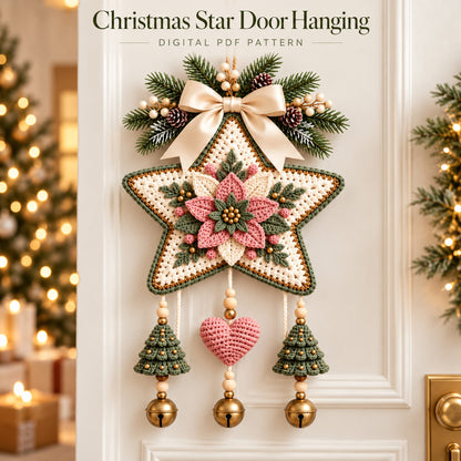 Christmas Star Door Hanging Crochet Pattern – PDF