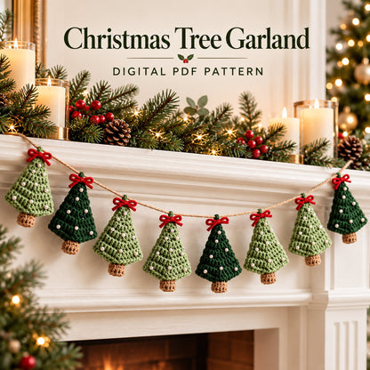 Christmas Tree Garland Crochet Pattern – Christmas Decor PDF