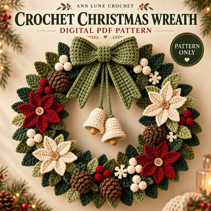 Crochet Christmas Wreath Pattern PDF | Festive Holiday Wreath Crochet Pattern