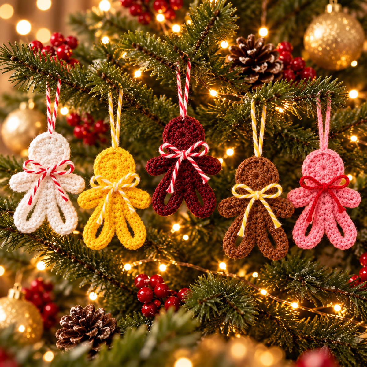 Crochet Gingerbread Ornament Set PDF Pattern – Christmas Tree Decorations