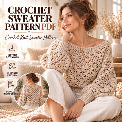 Lace Crochet Sweater Pattern PDF