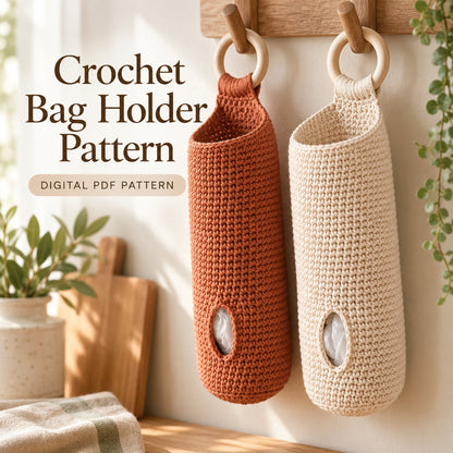 Crochet Plastic Bag Holder Pattern PDF – Hanging Kitchen Organizer