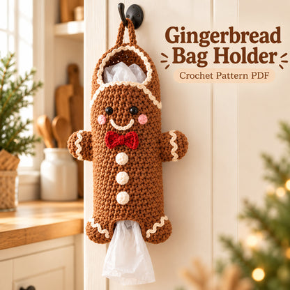 Gingerbread Man Plastic Bag Holder Crochet Pattern PDF