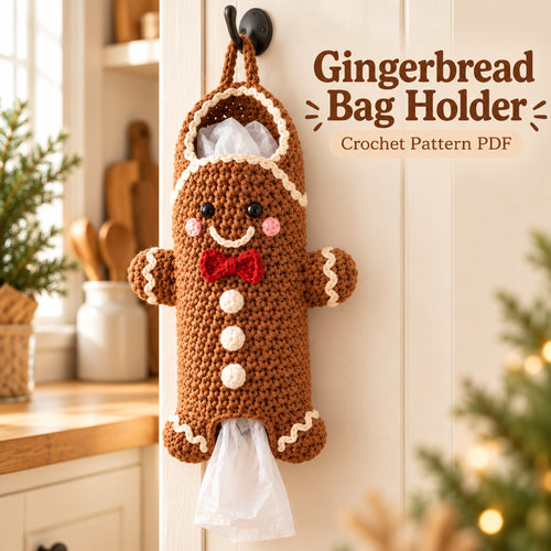 Gingerbread Man Plastic Bag Holder Crochet Pattern PDF