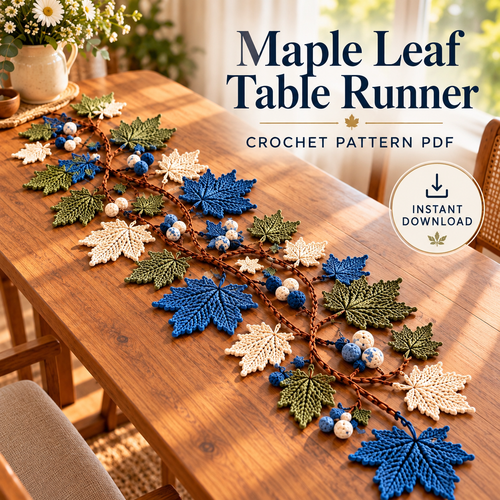 Maple Leaf Table Runner Crochet Pattern PDF