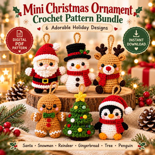 Mini Christmas Ornament Crochet Pattern Bundle – 6 Designs PDF