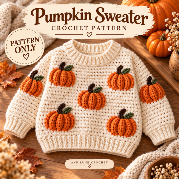 Pumpkin Sweater Crochet Pattern for Kids – Fall Crochet Pullover PDF Pattern