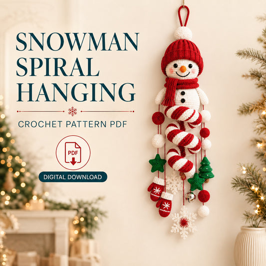Snowman Spiral Hanging Crochet Pattern PDF | Christmas Amigurumi