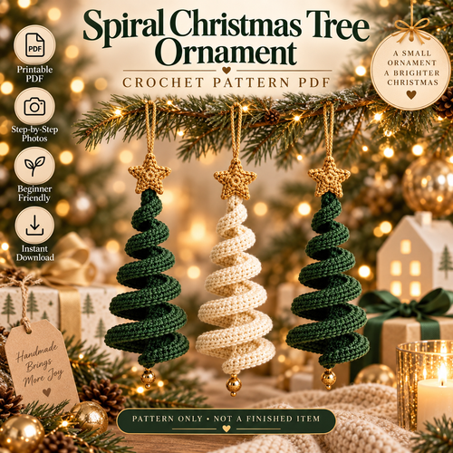 Spiral Christmas Tree Ornament Crochet Pattern PDF – Easy Christmas Ornament