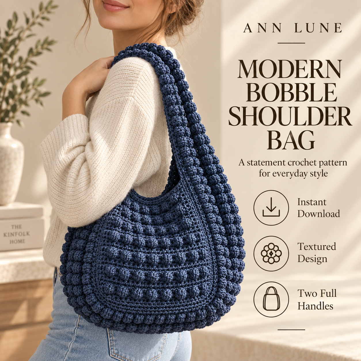 Bobble Shoulder Bag Crochet Pattern PDF | Crochet Hobo Bag