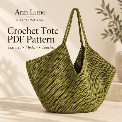 Textured Crochet Tote Bag Pattern PDF – Modern Market Bag Crochet Pattern, Everyday Shoulder Bag, Instant Download