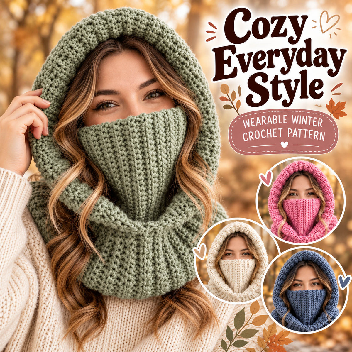Balaclava Turtleneck Crochet Pattern PDF