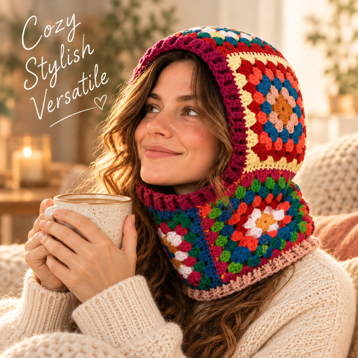 Multicolored Granny Square Balaclava Crochet Pattern PDF