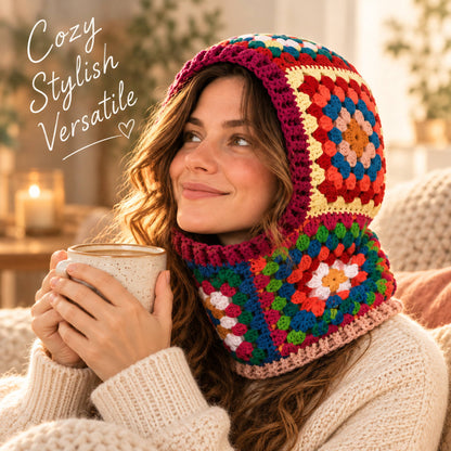 Multicolored Granny Square Balaclava Crochet Pattern PDF