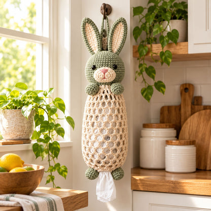 Bunny Plastic Bag Holder Crochet Pattern PDF – Kitchen Organizer