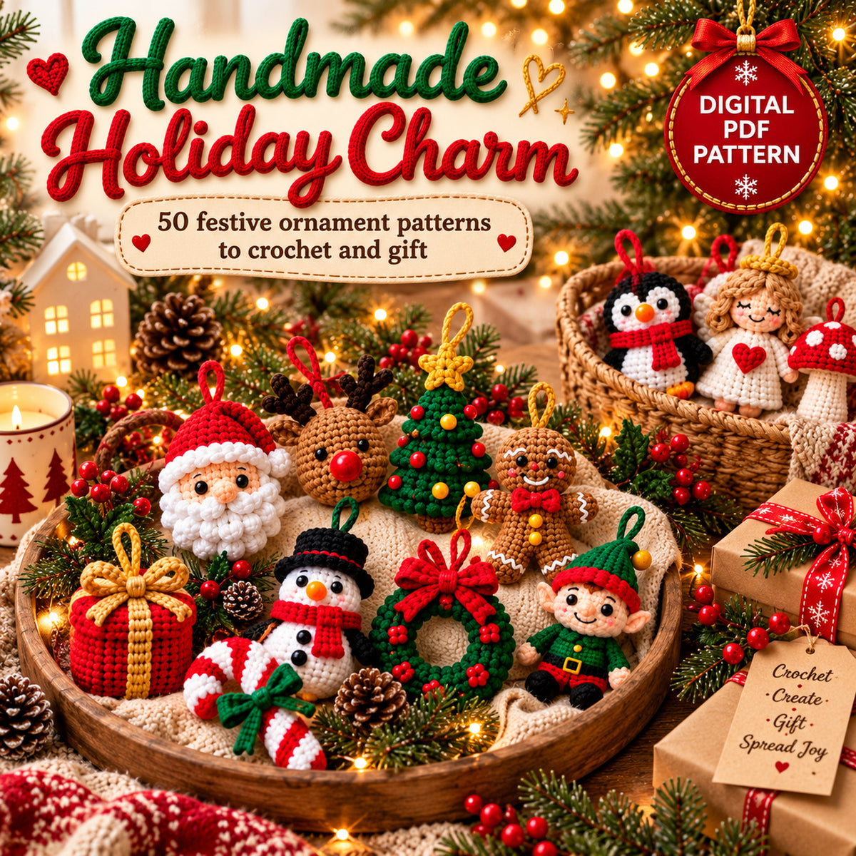 50 Christmas Ornament Crochet Patterns Bundle – Digital PDF