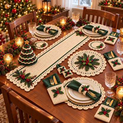 Winterberry Christmas Table Crochet Collection – 8 PDF Patterns