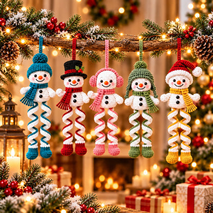 Christmas Spiral Snowman Ornament Crochet Pattern PDF | 5 Festive Snowman Designs
