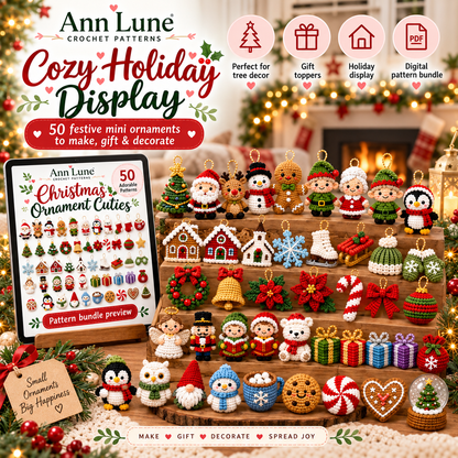 50 Christmas Crochet Ornament Patterns Bundle PDF – Mini Holiday Amigurumi Decorations