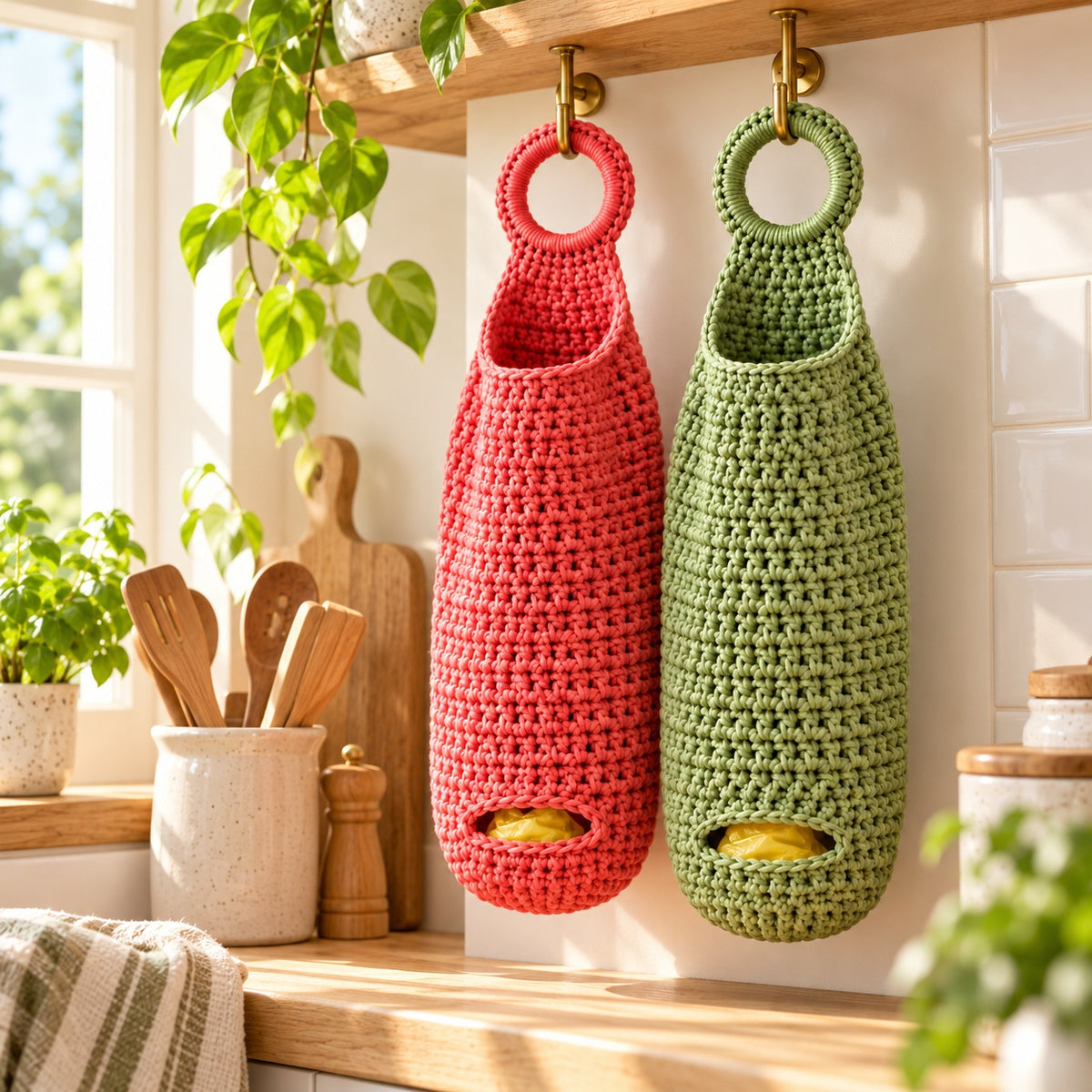 Crochet Plastic Bag Holder Pattern – Hanging Bag Dispenser PDF