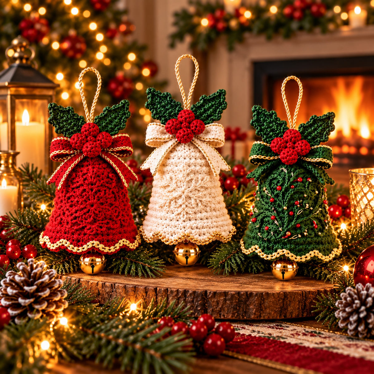 Christmas Bell Ornament Crochet Pattern Bundle – 3 Designs PDF