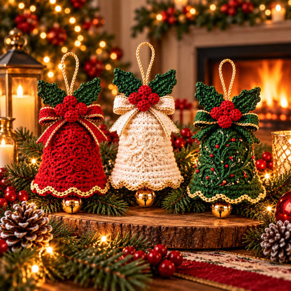 Christmas Bell Ornament Crochet Pattern Bundle – 3 Designs PDF