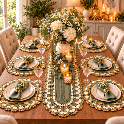 Crochet Table Runner & Placemat Set PDF Pattern