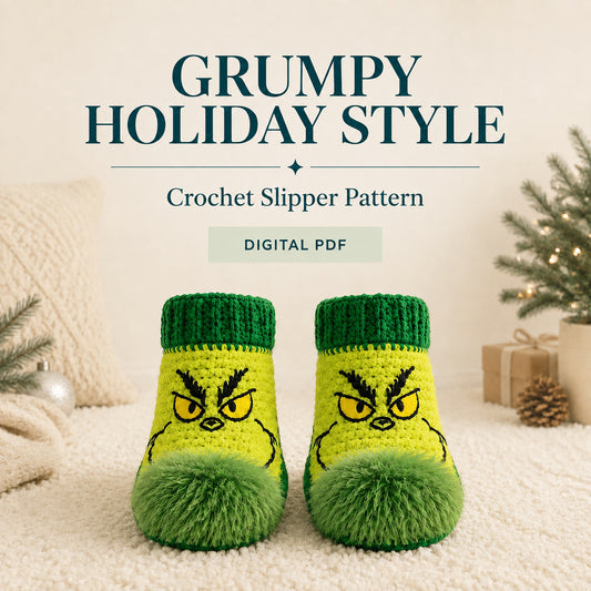 Green Christmas Slippers Crochet Pattern PDF | Cozy Holiday Socks