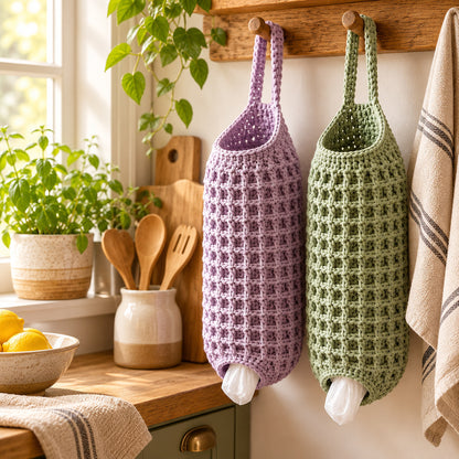 Crochet Plastic Bag Holder Pattern PDF – Hanging Kitchen Organizer