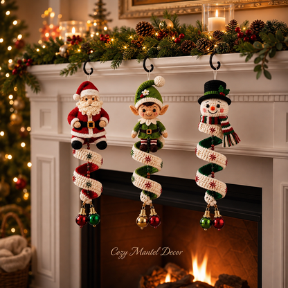 Christmas Spiral Crochet Pattern Bundle – Santa, Elf & Snowman PDF Pattern