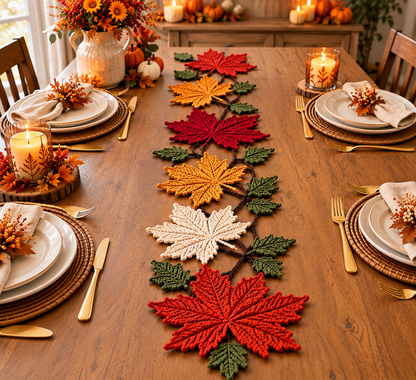 Autumn Maple Leaf Table Runner Crochet Pattern – Fall PDF Pattern
