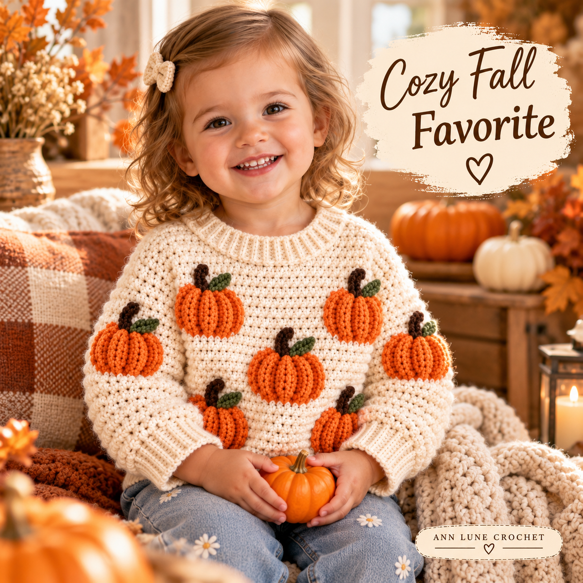 Pumpkin Sweater Crochet Pattern for Kids – Fall Crochet Pullover PDF Pattern
