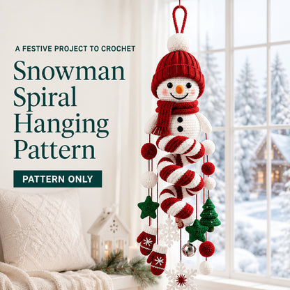 Snowman Spiral Hanging Crochet Pattern PDF | Christmas Amigurumi