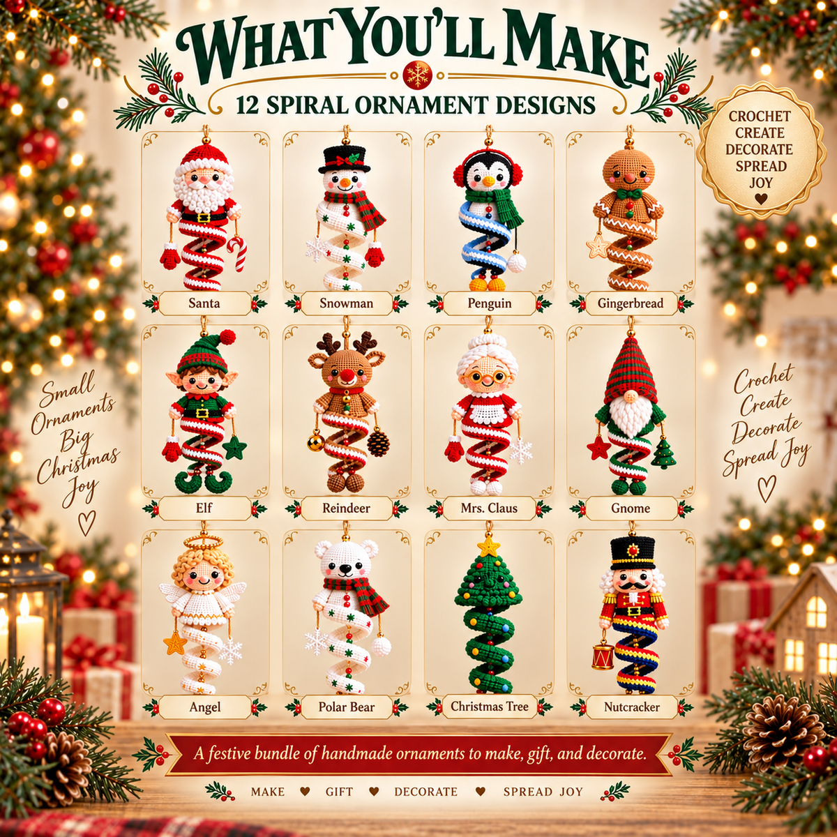 12 Christmas Spiral Ornaments Crochet Pattern Bundle PDF