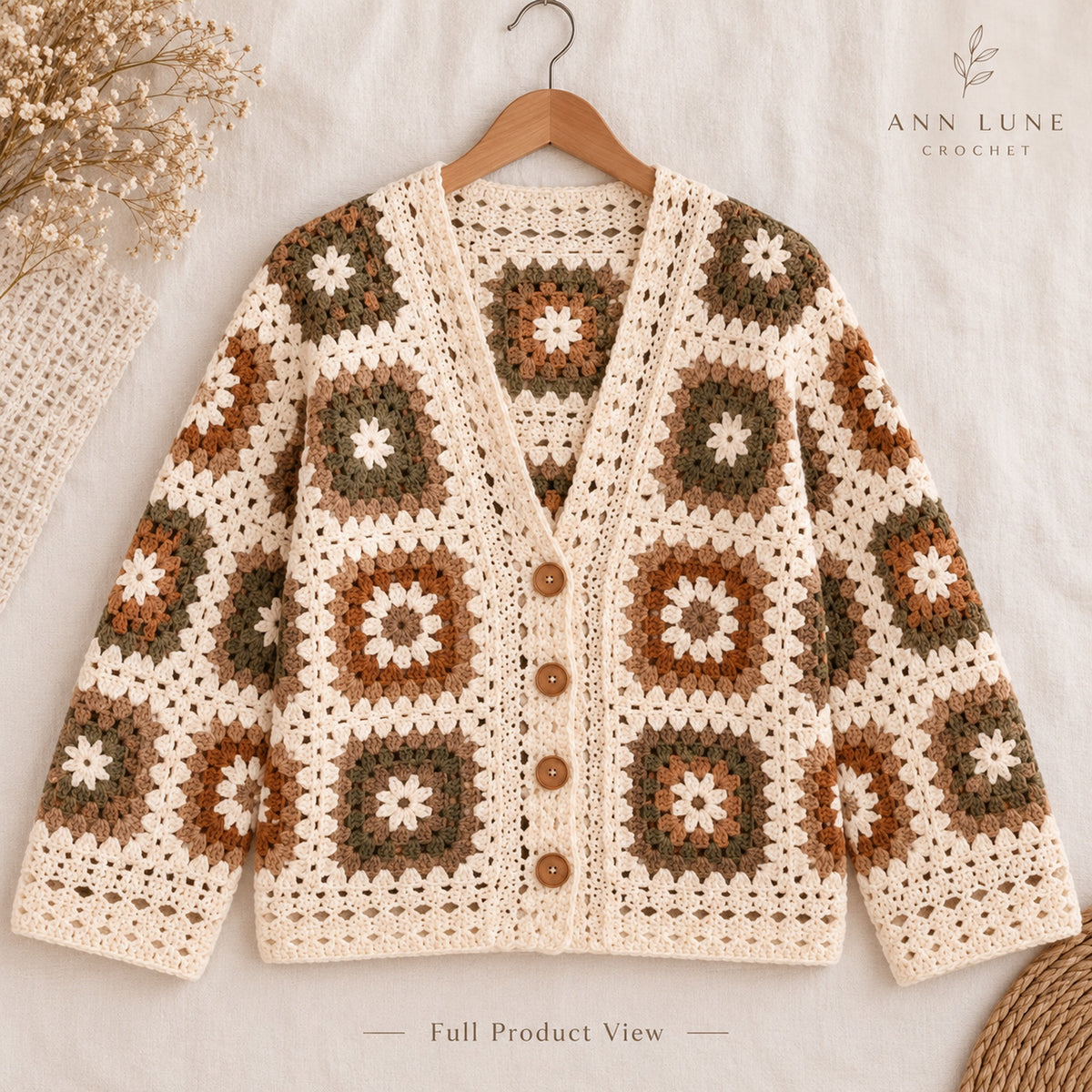 Granny Square Cardigan Crochet Pattern PDF – Women's Crochet Cardigan