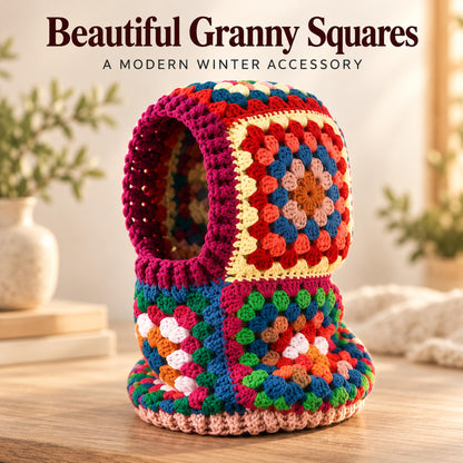 Multicolored Granny Square Balaclava Crochet Pattern PDF