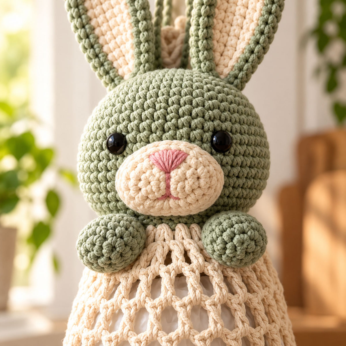 Bunny Plastic Bag Holder Crochet Pattern PDF – Kitchen Organizer