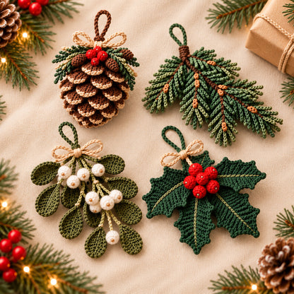 Christmas Crochet Ornament Pattern Bundle – 4 Designs PDF