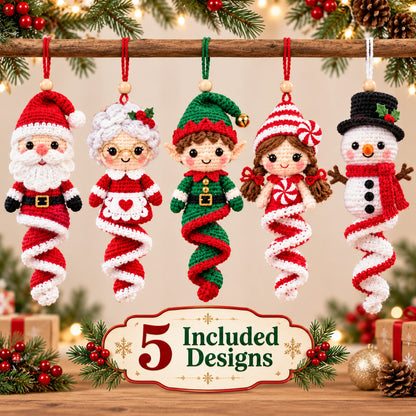 Christmas Spiral Ornament Crochet Pattern Bundle – 5 Designs PDF