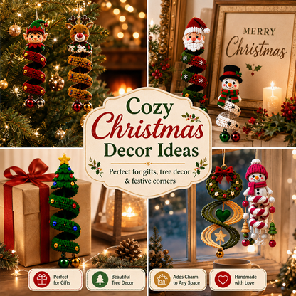 14 Christmas Spiral Crochet Pattern Bundle PDF – Christmas Ornament & Hanging Decor Patterns