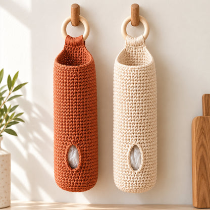 Crochet Plastic Bag Holder Pattern PDF – Hanging Kitchen Organizer
