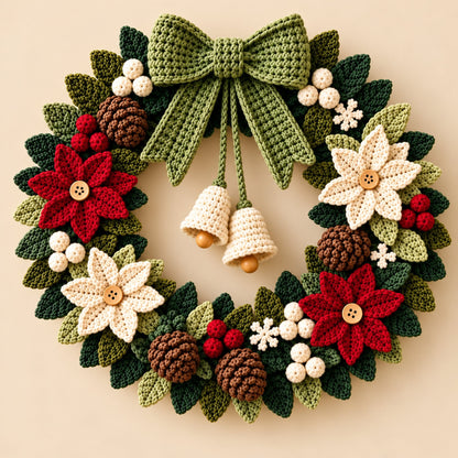 Crochet Christmas Wreath Pattern PDF | Festive Holiday Wreath Crochet Pattern