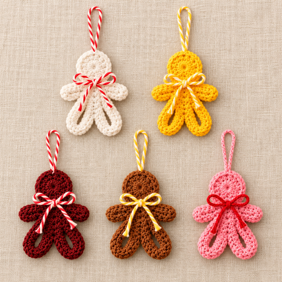 Crochet Gingerbread Ornament Set PDF Pattern – Christmas Tree Decorations